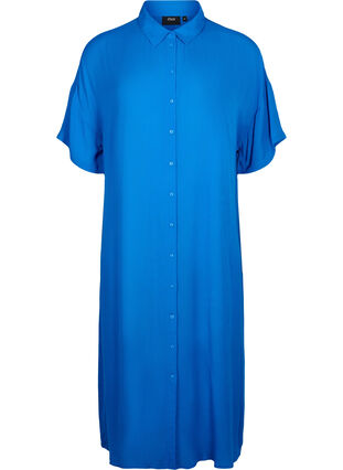 Robe chemise à manches courtes en viscose, Victoria blue, Packshot image number 0