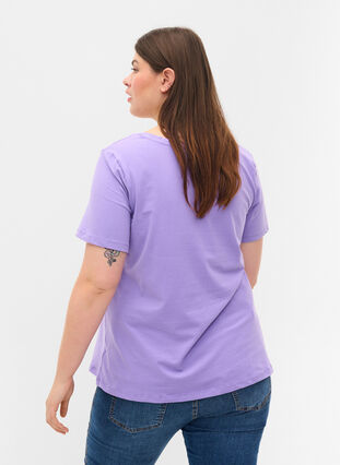 Basic t-shirt in effen kleur met katoen, Paisley Purple, Model image number 1