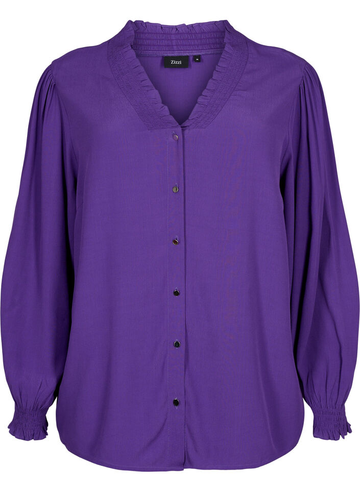 Blouse &agrave; manches longues en viscose, Heliotrope, Packshot image number 0