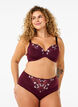 Microfiber slip met bloemenborduursel, Donker Bordeaux, Model image number 0