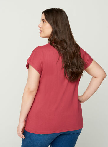 T-shirt met korte mouwen in katoen, Earth Red, Model image number 1