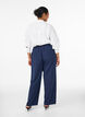 Pantalon taille haute avec ceinture et boucle dor&eacute;e, Bleu, Model image number 1