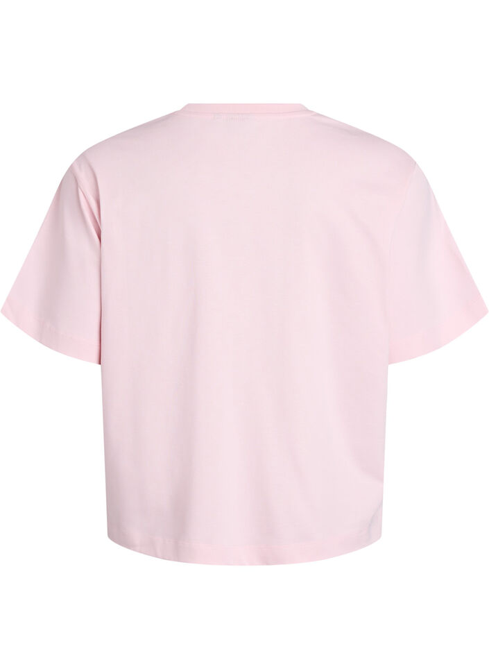T-shirt boxy en coton, Rose, Packshot image number 1