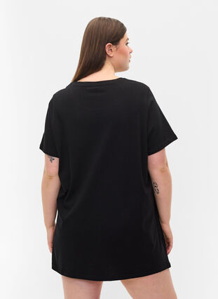 T-shirt de pyjama oversize en coton biologique, Black w. 93, Model image number 1