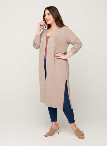 Cardigan long en mélange de viscose - Sable - Taille 42-60 - Zizzi