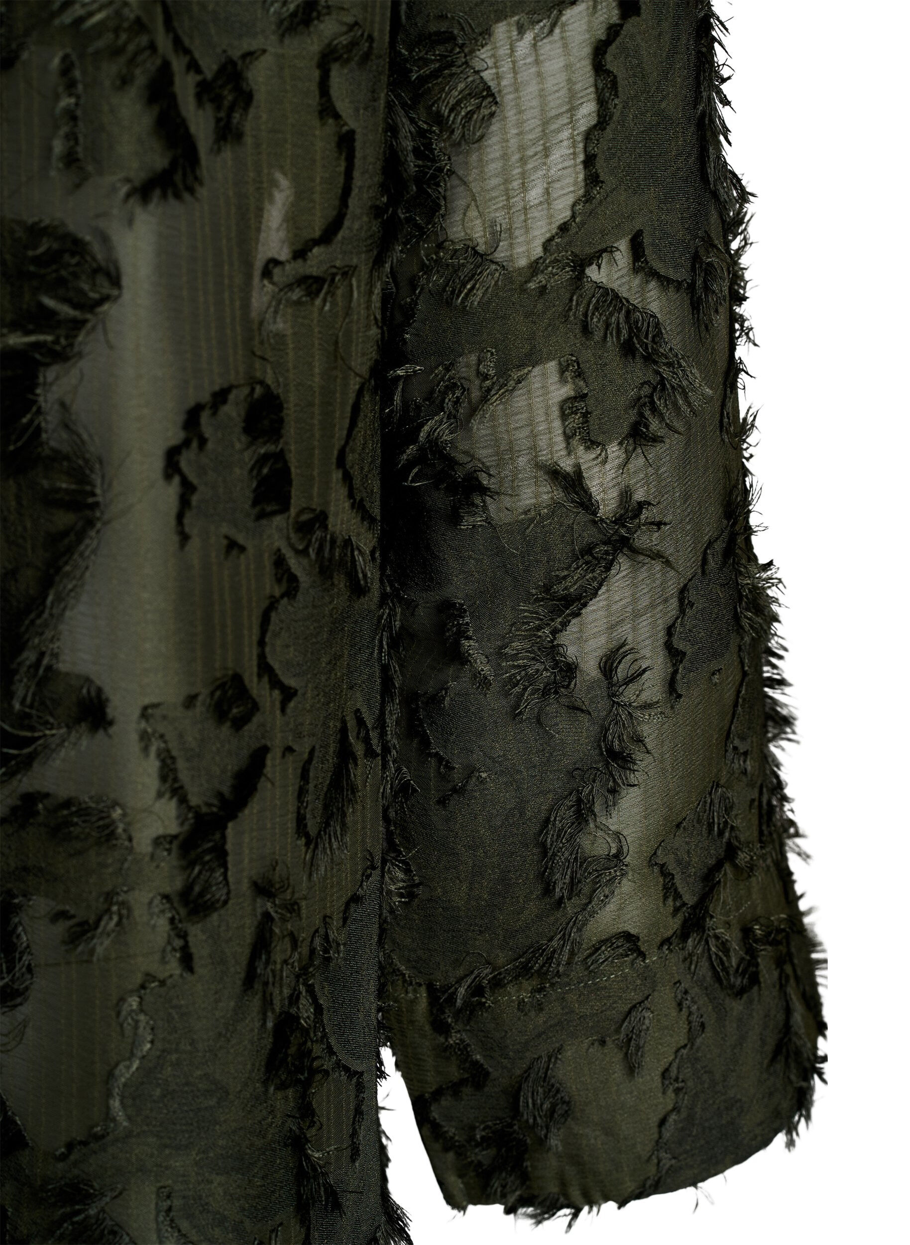 ZizziRobe textur&eacute;e &agrave; fils frang&eacute;s, Vert fonc&eacute;, Packshot image number 3
