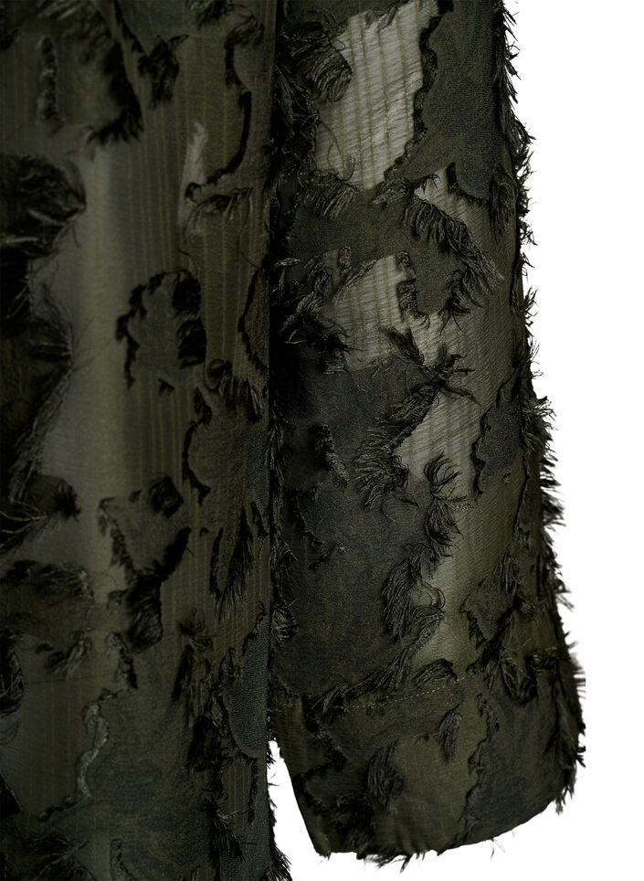 Robe textur&eacute;e &agrave; fils frang&eacute;s, Vert fonc&eacute;, Packshot image number 3