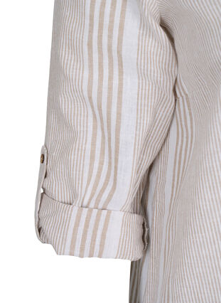 Robe avec col en V et col., White Taupe Stripe, Packshot image number 3