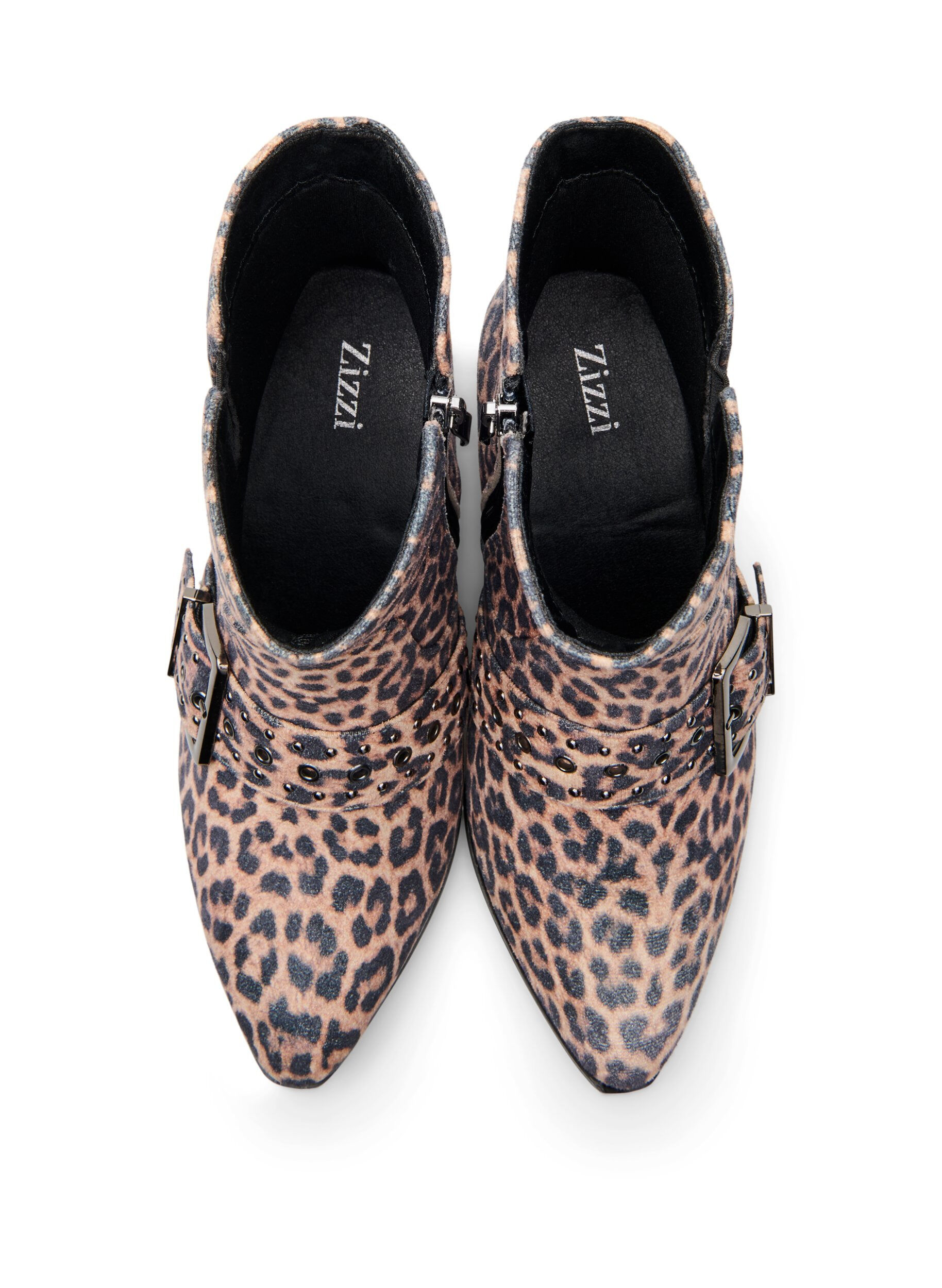 ZizziWide fit - Luipaard print enkellaarsje met gesp en studs, Bruin, Packshot image number 2