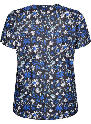 FLASH - T-shirt met bloemenprint, Black Blue Green AOP, Packshot image number 1