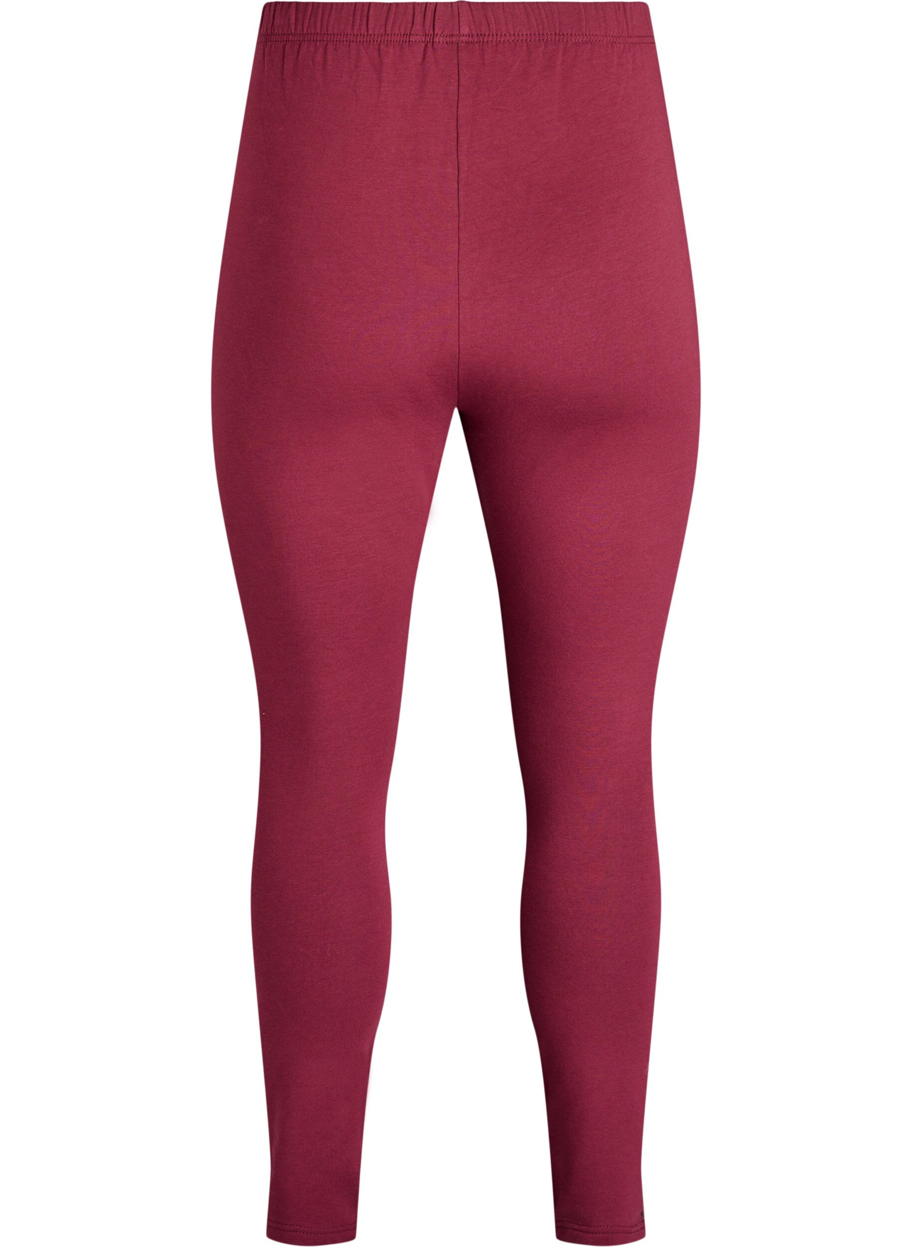 ZizziKatoenen legging met voering, Donker Bordeaux, Packshot image number 1
