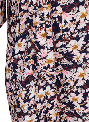 Viscose jurk met 3/4 mouwen, Blue/Pink Flower, Packshot image number 3