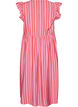 Robe midi &agrave; rayures avec coupe empire et volants, Rose, Packshot image number 1