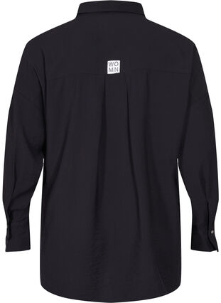 Effen viscose hemd met lange mouwen, Black, Packshot image number 1