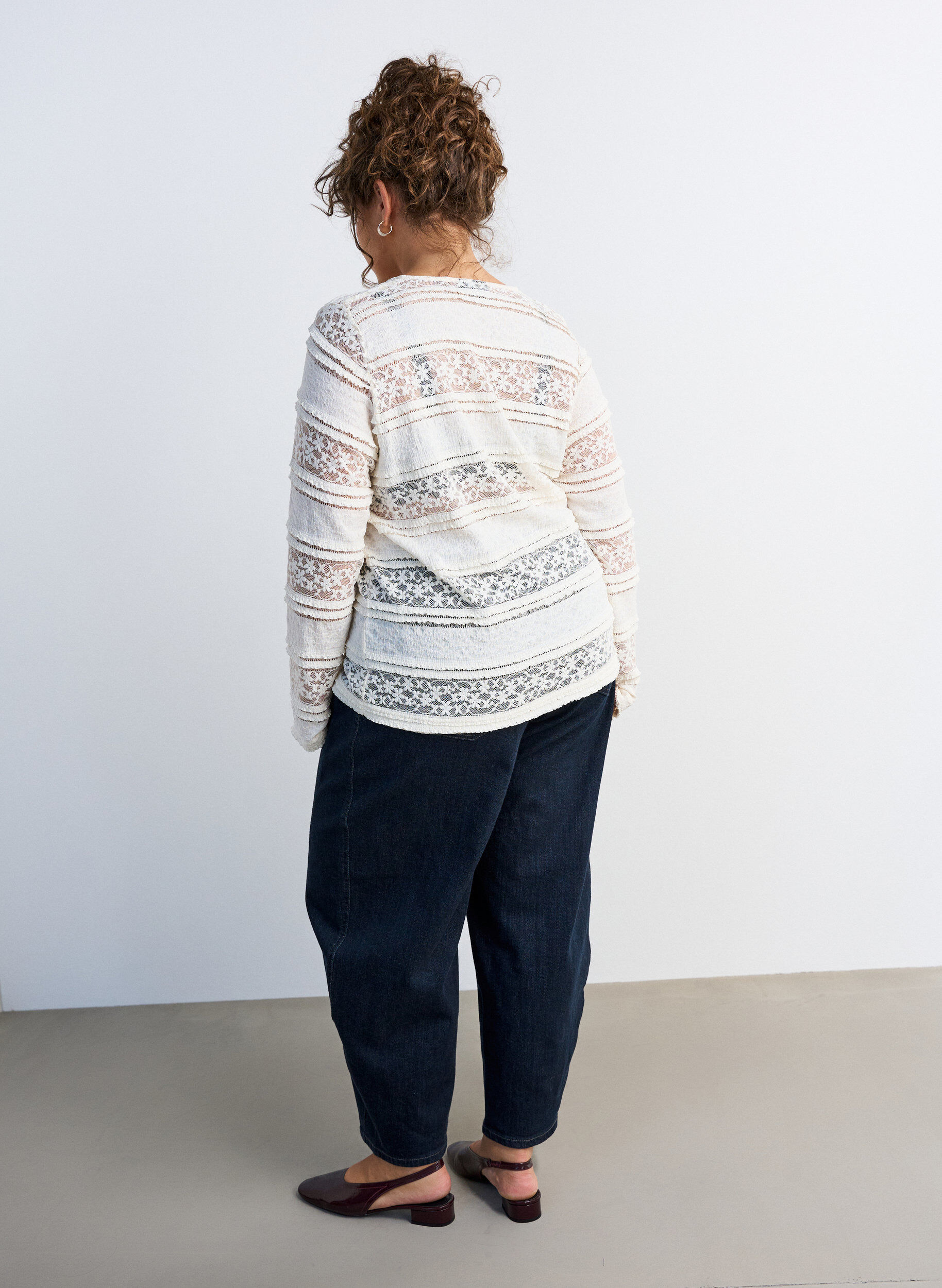 ZizziBlouse en dentelle avec manches longues, Vanille, Model image number 2