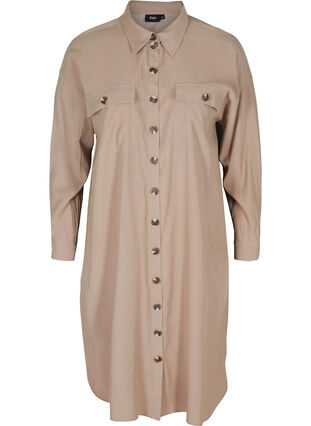 Lange viscose blouse met colorblock, Desert Taupe, Packshot image number 0