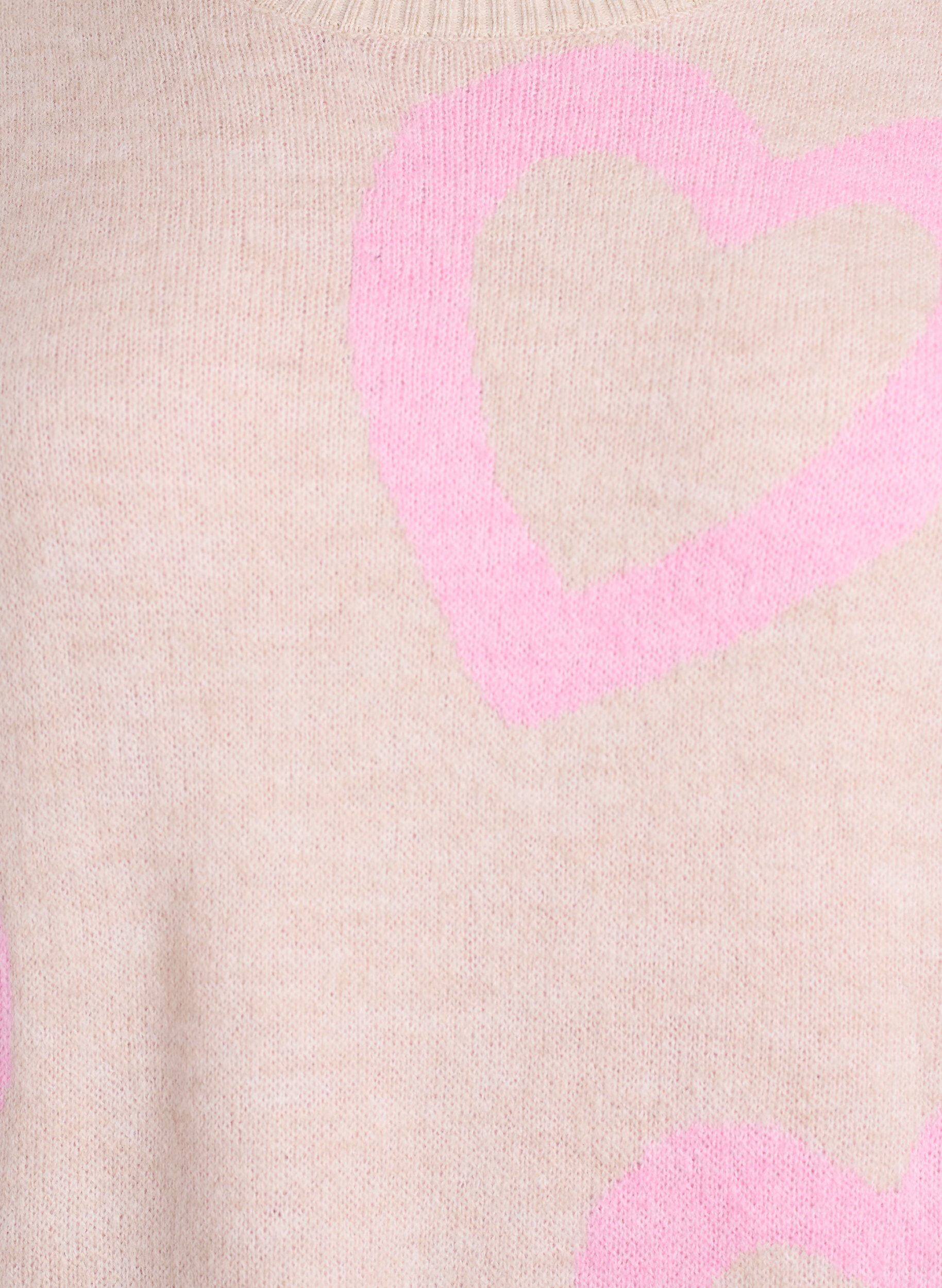 ZizziGebreide blouse met grote harten en ronde hals, Beige, Packshot image number 2