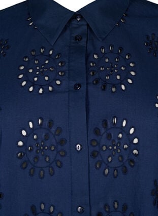 Shirtblouse met Engels borduurwerk en 3/4-mouwen, Navy Blazer, Packshot image number 2