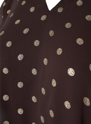 Bedrukte blouse met V-halslijn, Fudge/Gold Dots, Packshot image number 2