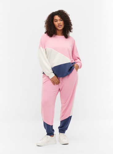 Pantalon de survêtement coloré, C. Pink C. Blocking, Model image number 0