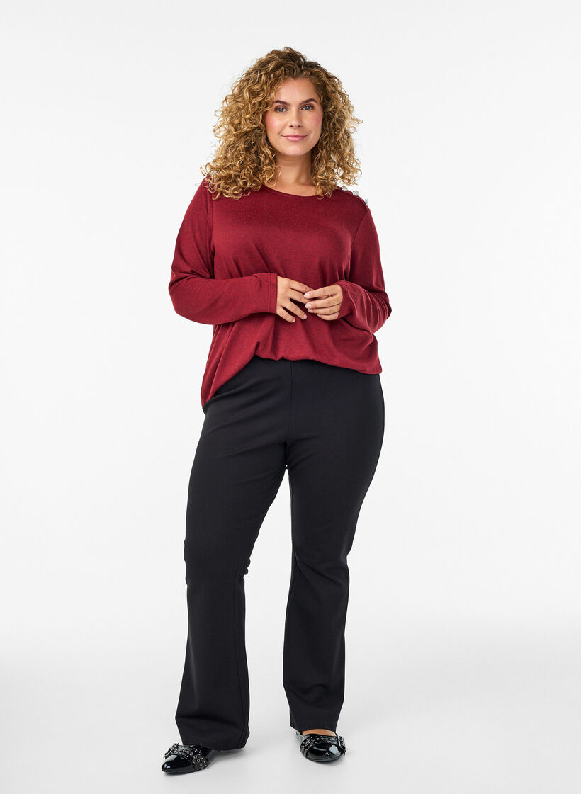 Blouse met decoratieve knopen, Rood, Model image number 1