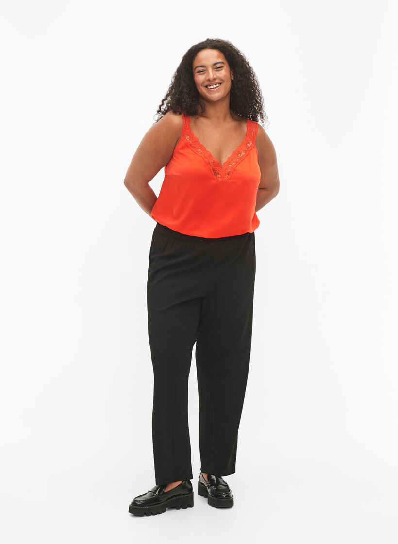 FLASH - Top met V-hals en kanten rand, Orange.com, Model image number 2