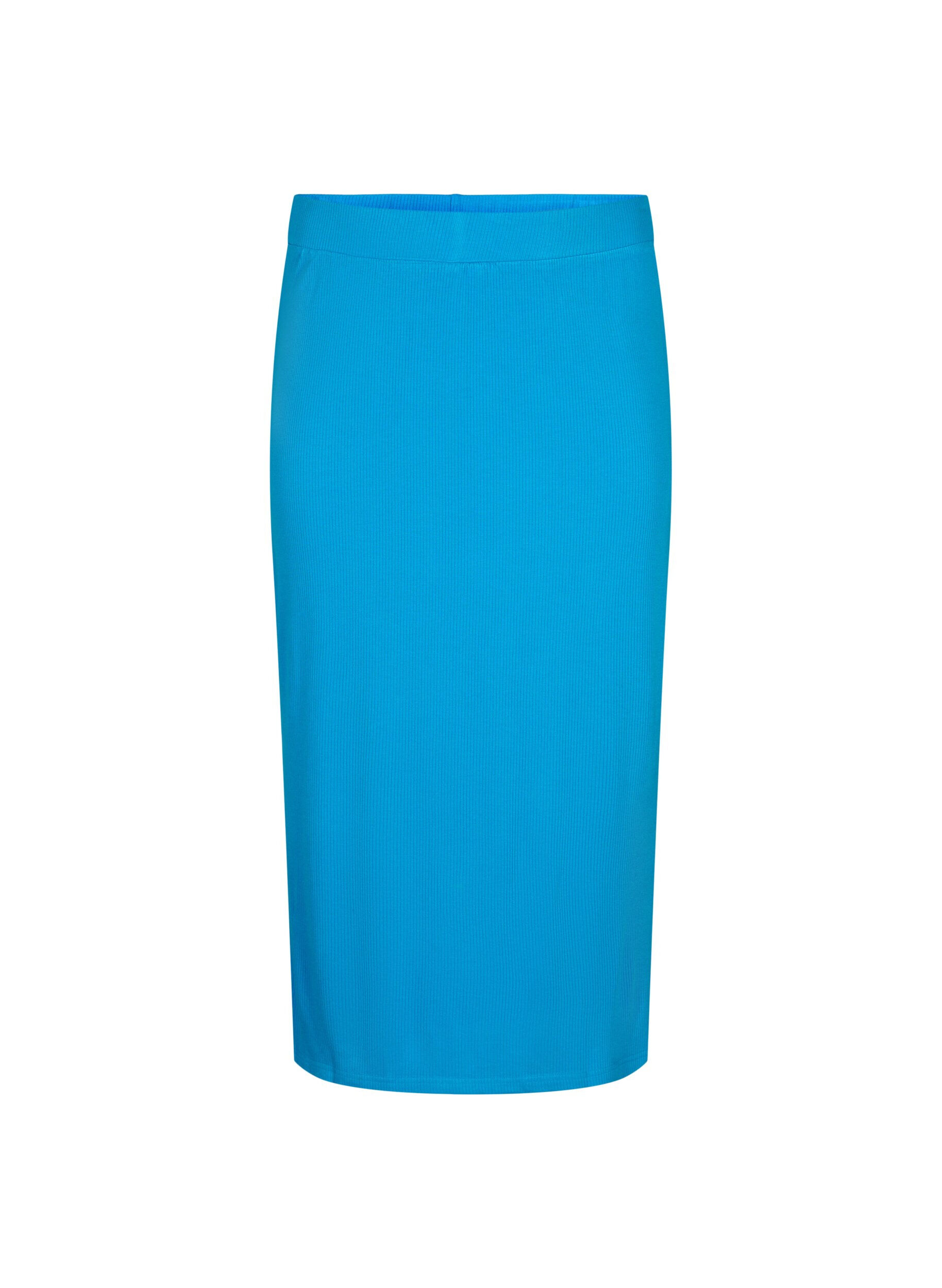 ZizziStrakke viscose midi-rok, Ibiza Blue, Packshot image number 0