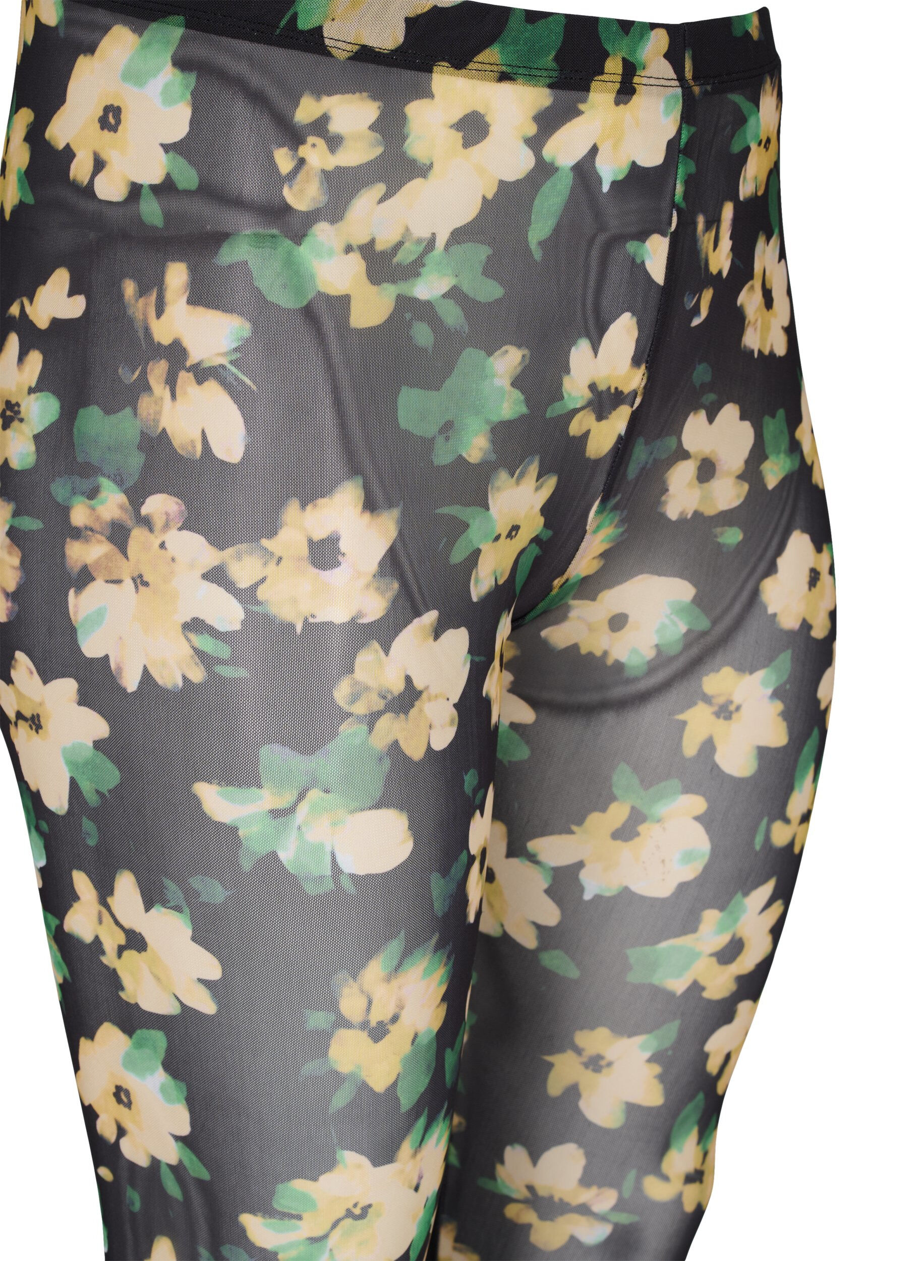 ZizziMesh legging met bloemenprint, Yellow Green AOP, Packshot image number 2