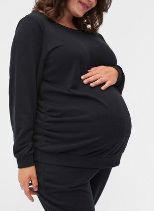 Pull de grossesse avec bords côtelés, Black, Model image number 2