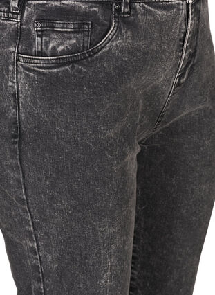 Cropped mom jeans met hoge taille, Black acid washed, Packshot image number 2
