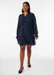 Korte jurk met ruches en een strikceintuur, Blauw, Model image number 1