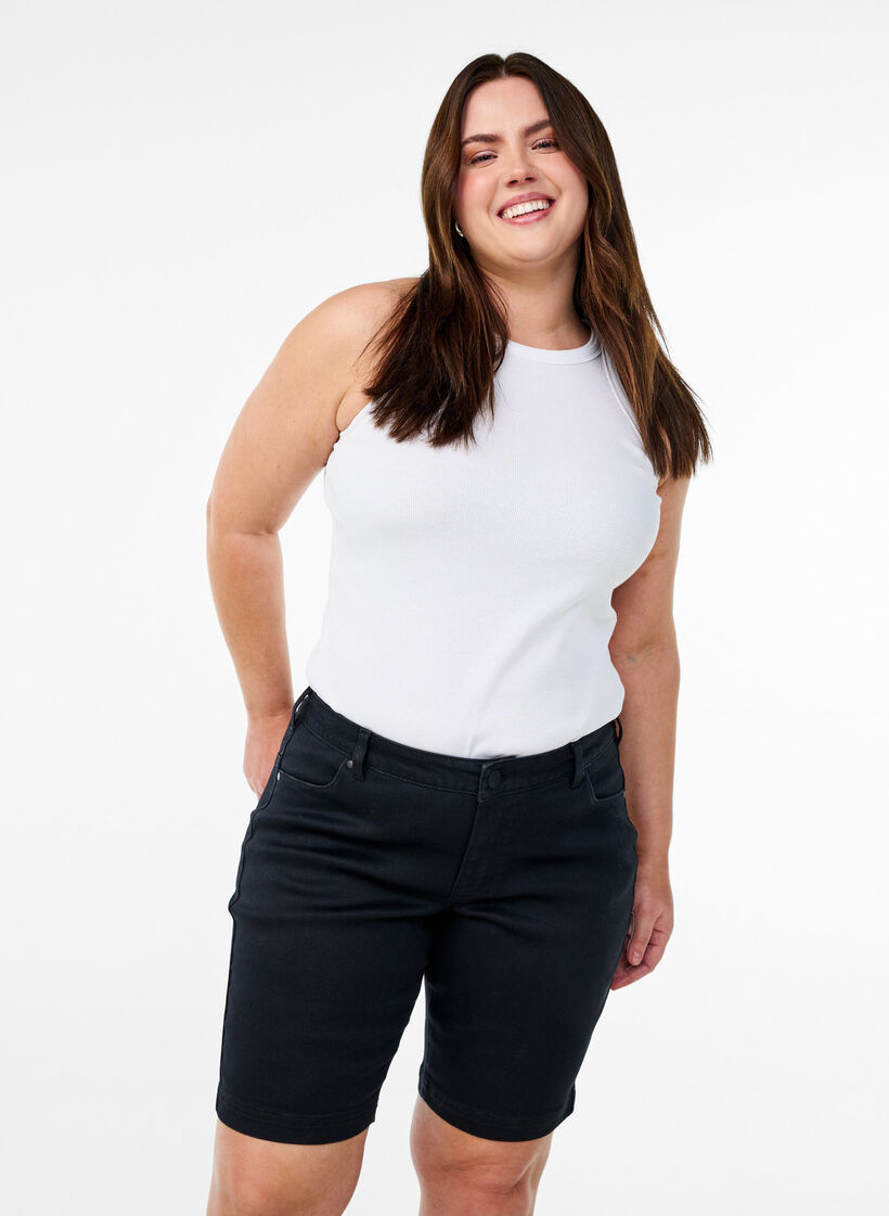 Korte broek Emily, slim fit met normale taille, Zwart, Model image number 0