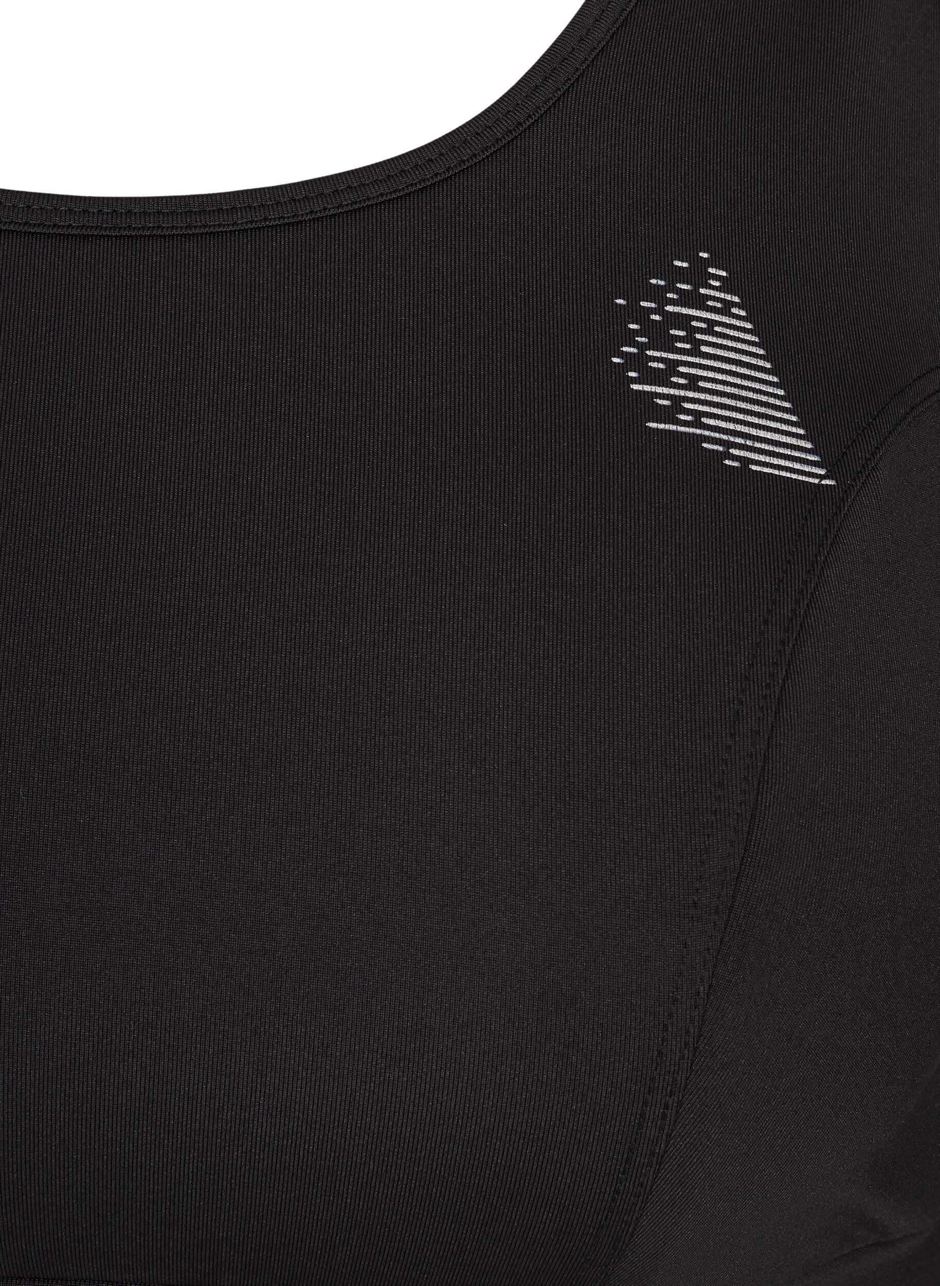 ZizziSporttop met effen kleur en gekruiste rug, Black, Packshot image number 2