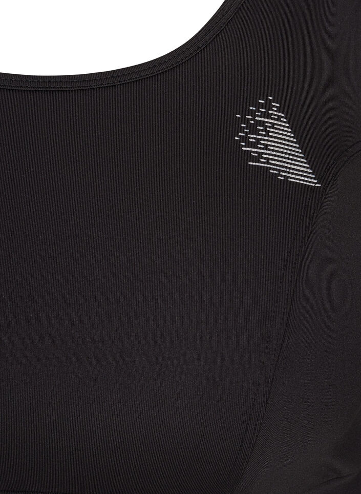 Sporttop met effen kleur en gekruiste rug, Black, Packshot image number 2