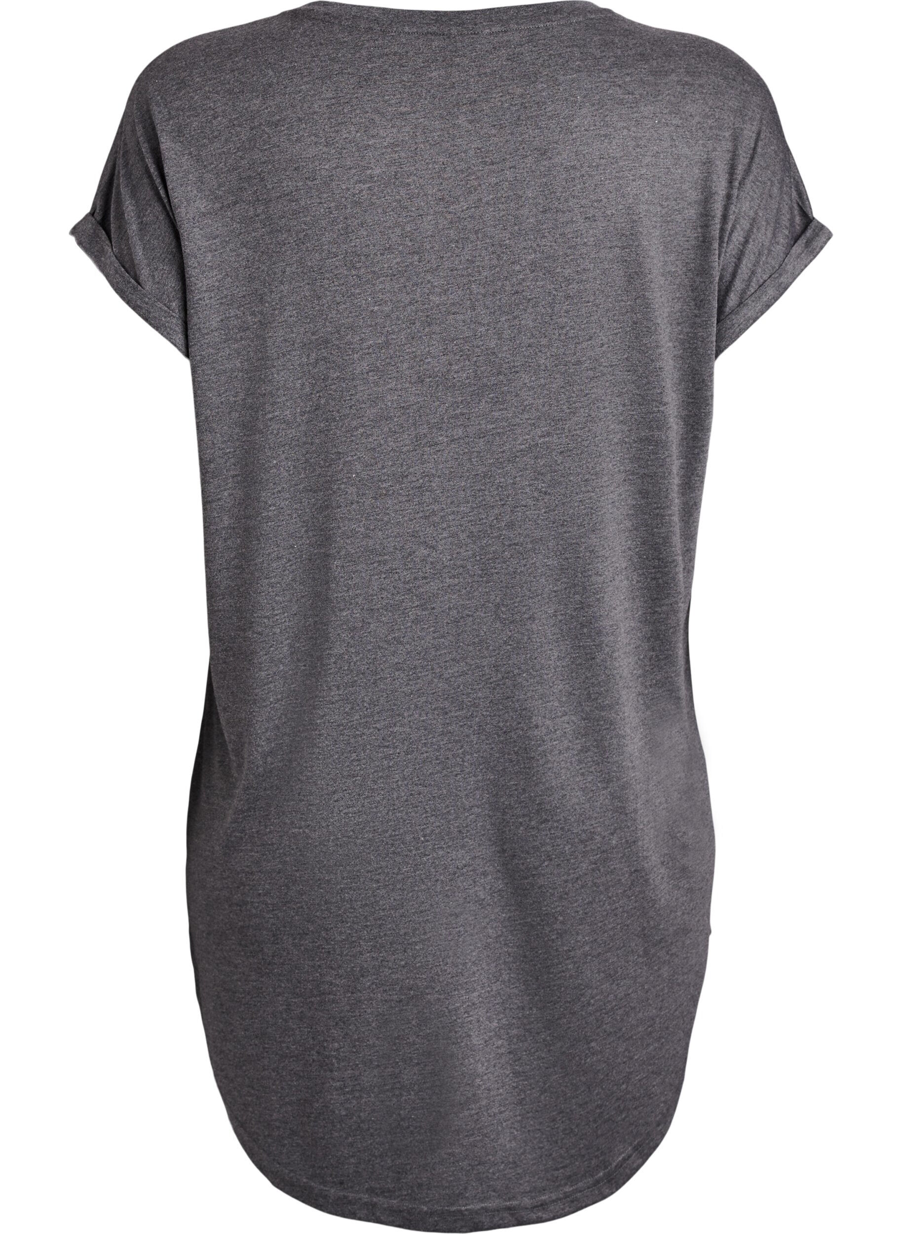 ZizziChemise de nuit &agrave; manches courtes avec imprim&eacute; texte, Noir, Packshot image number 1