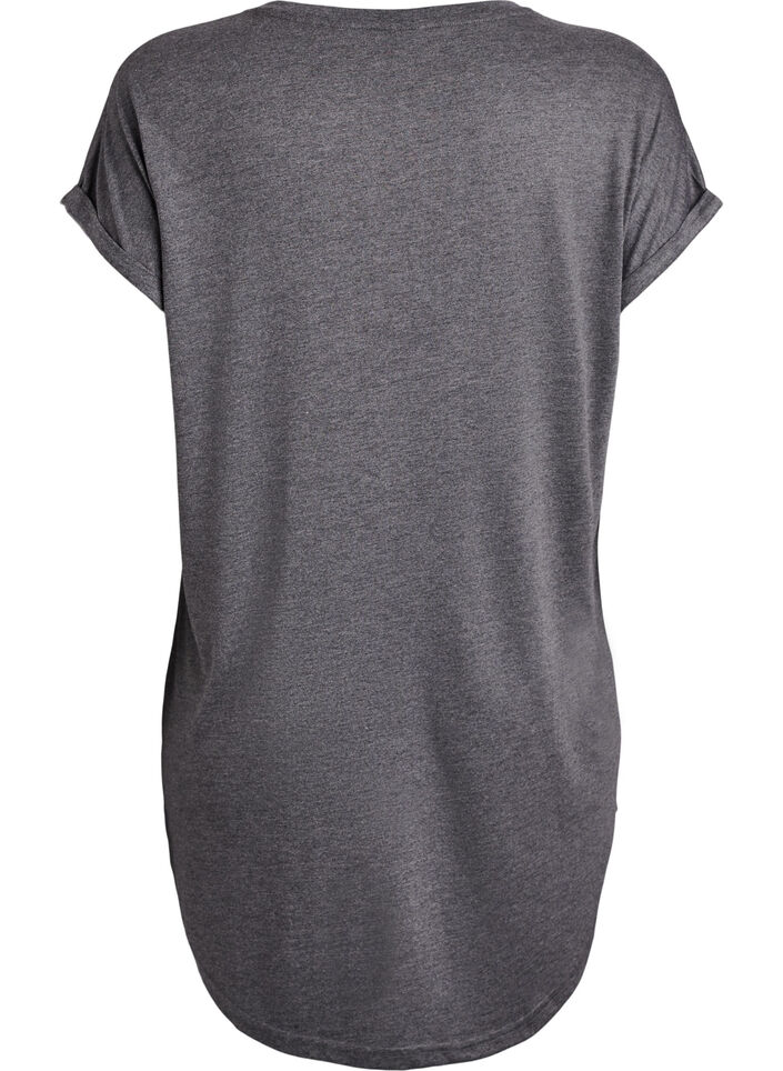 Chemise de nuit &agrave; manches courtes avec imprim&eacute; texte, Noir, Packshot image number 1