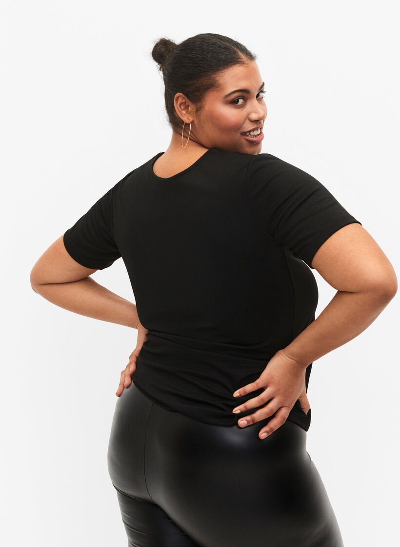 Omkeerbare blouse met trekkoord, Black, Model image number 1