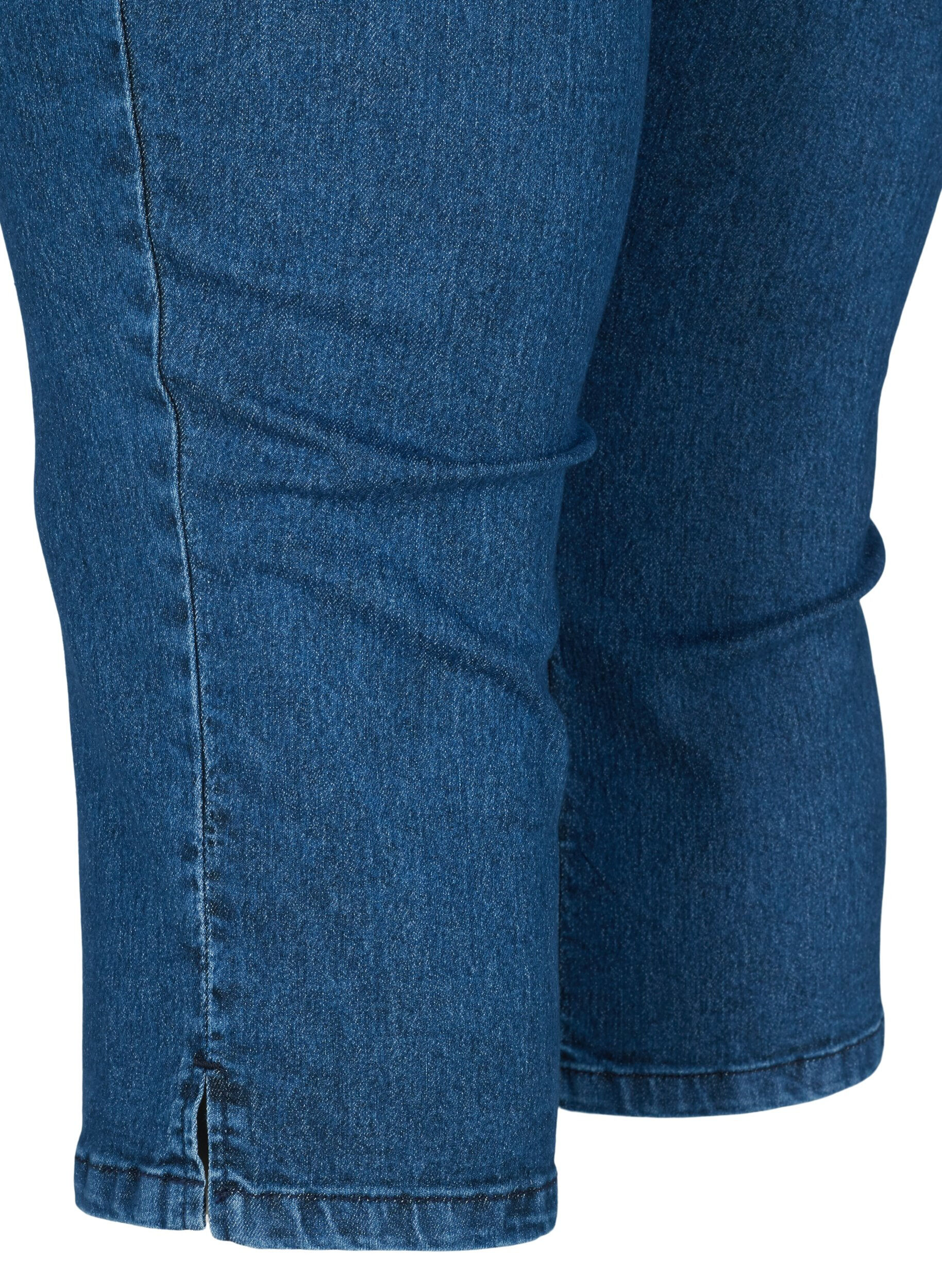 ZizziDriekwart broek in katoenmix, Dark blue denim, Packshot image number 3
