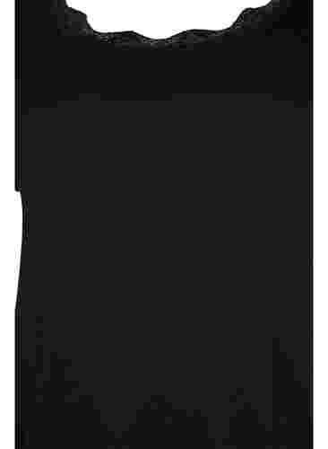 Chemise de nuit à manches courtes avec bordures en dentelle, Black, Packshot image number 2