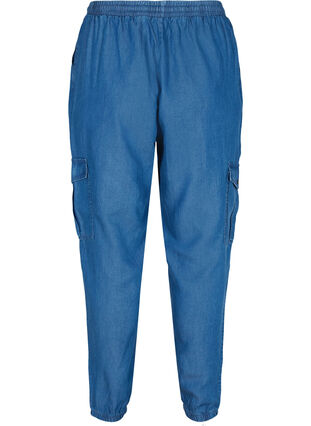 Pantalon cargo en look denim avec poches, Medium Blue, Packshot image number 1