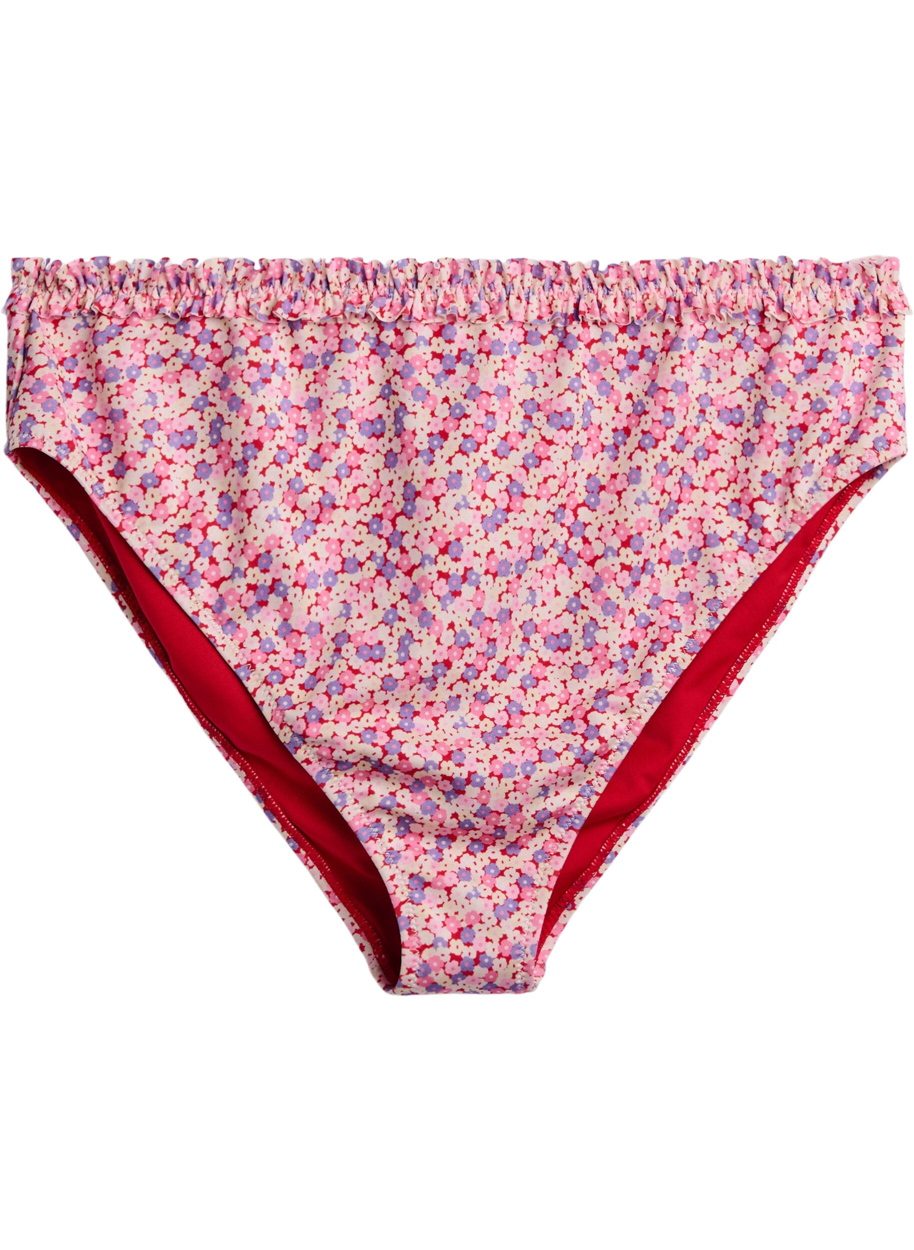 Bas de bikini tai &agrave; imprim&eacute; floral avec bord fronc&eacute;