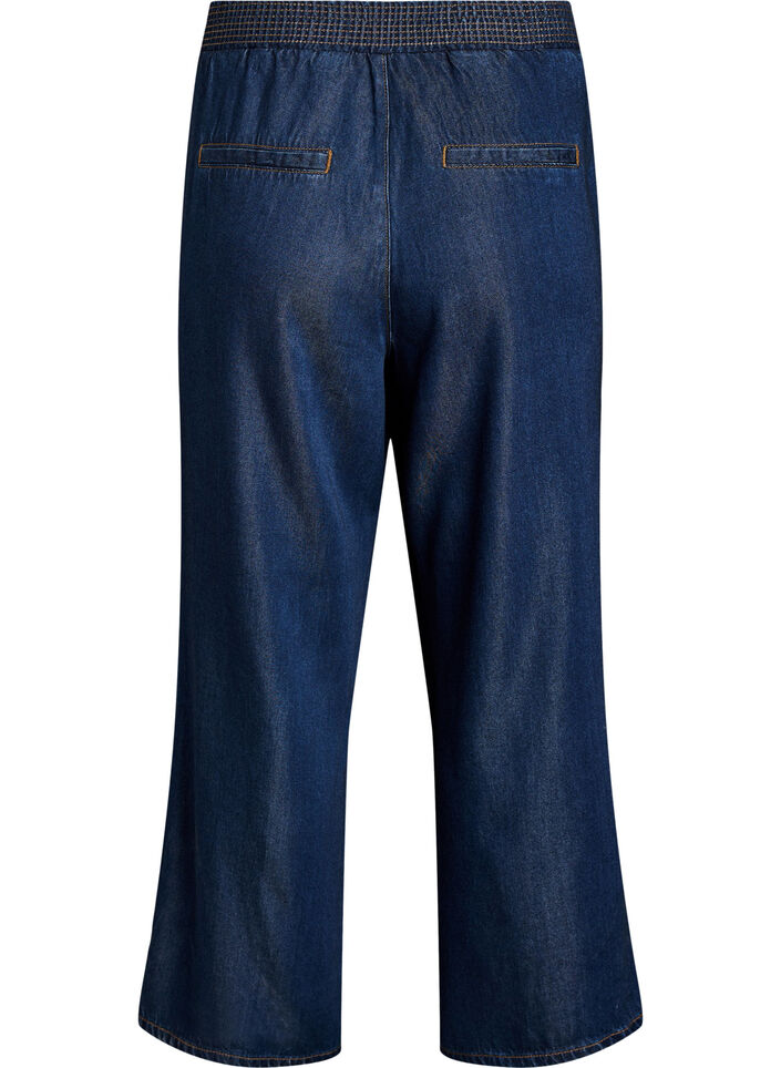 Pantalon large en lyocell aspect denim, Bleu, Packshot image number 1