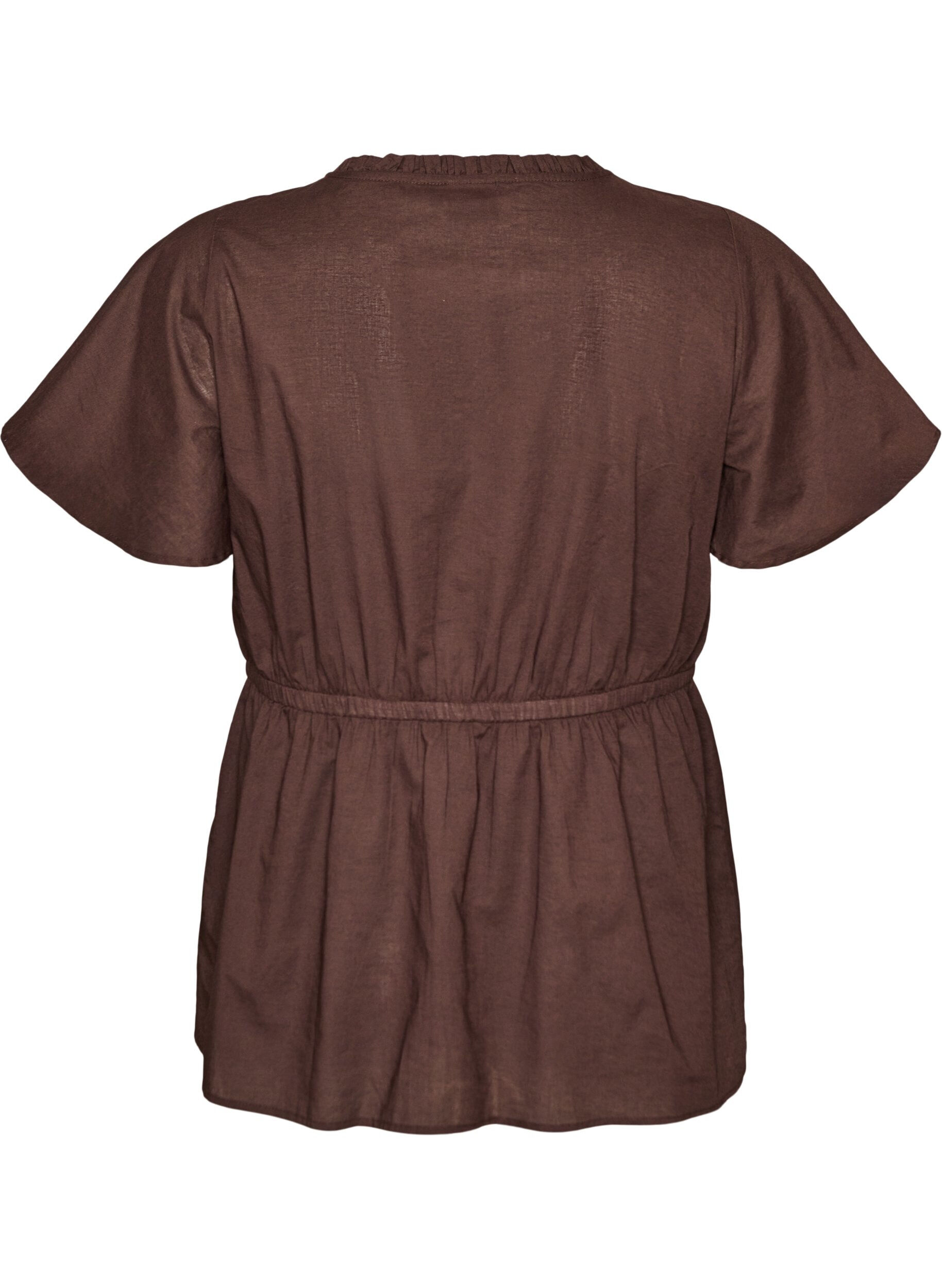 ZizziBlouse en coton avec lien &agrave; nouer et taille &eacute;lastiqu&eacute;e, Marron, Packshot image number 1