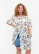 Lang shirt met bloemenprint, White Flower/Gold, Model image number 0