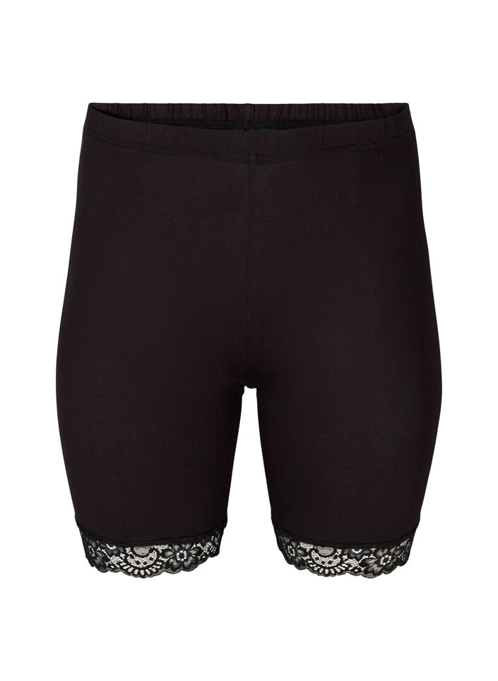 Short de cyclisme avec bordure en dentelle, Noir, Packshot image number 0