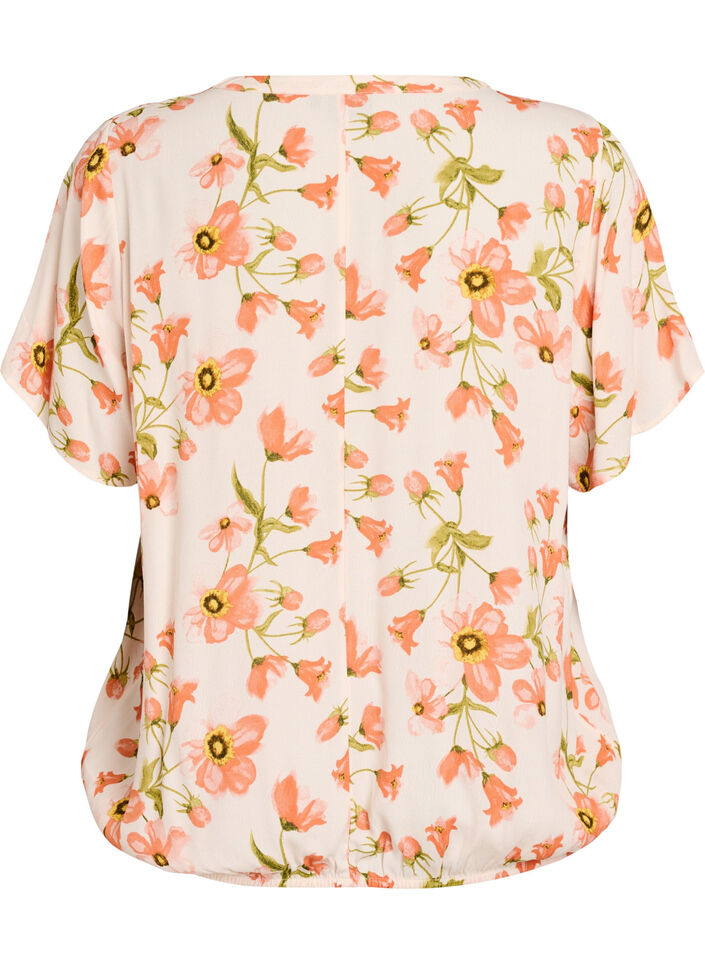 Blouse en viscose &agrave; imprim&eacute; floral et manches courtes, 9991, Packshot image number 1