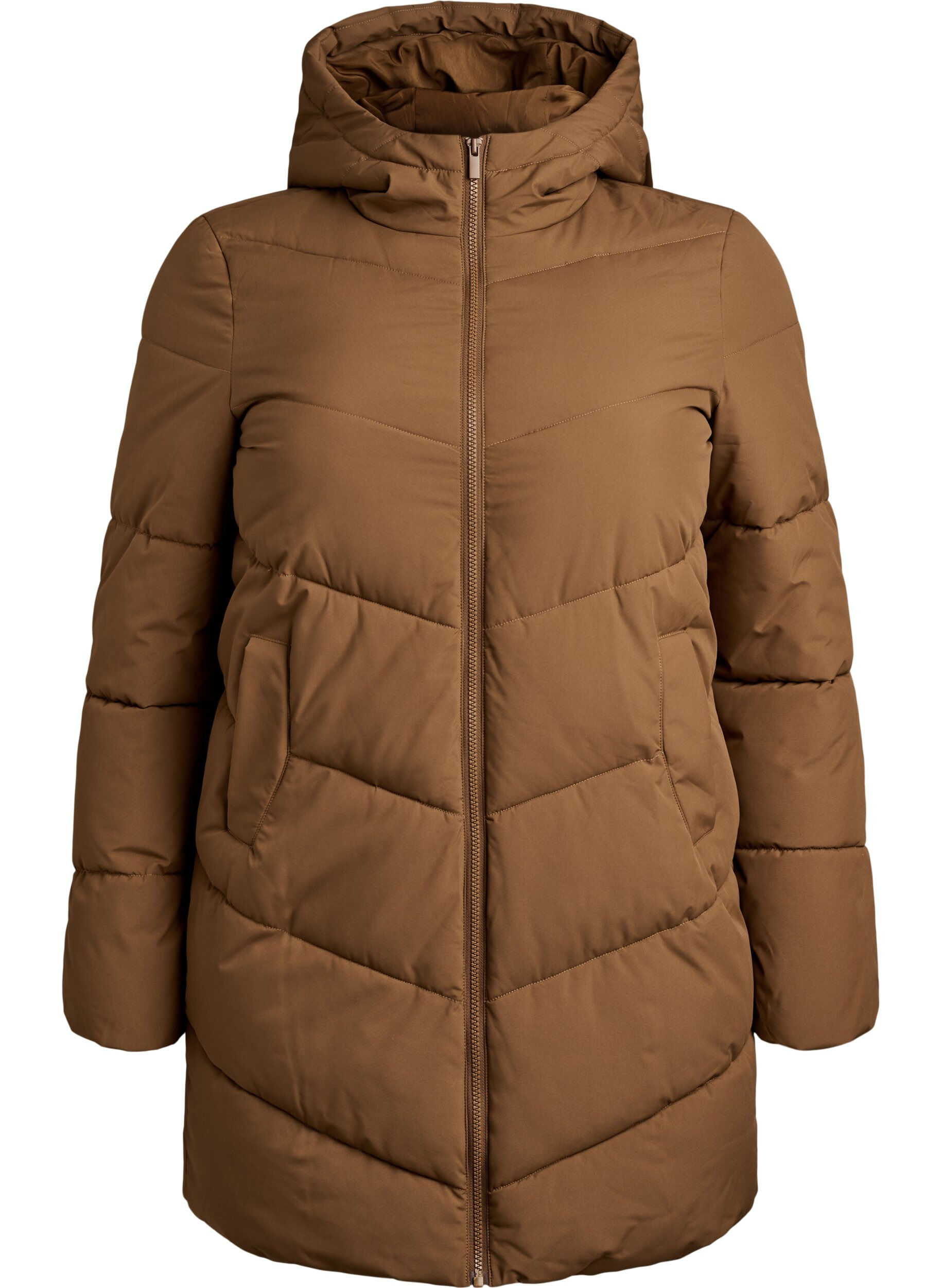 ZizziDoudoune mi-longue avec capuche, Camel, Packshot image number 0