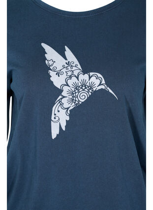 T-shirt en coton bio avec smocks, NavyBlazer Acid Bird, Packshot image number 2