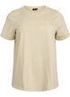 T-shirt in biologisch katoen met pareltekst, Beige, Packshot image number 0