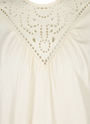 Blouse avec broderie anglaise et manches 3/4, Mother Of Pearl, Packshot image number 2